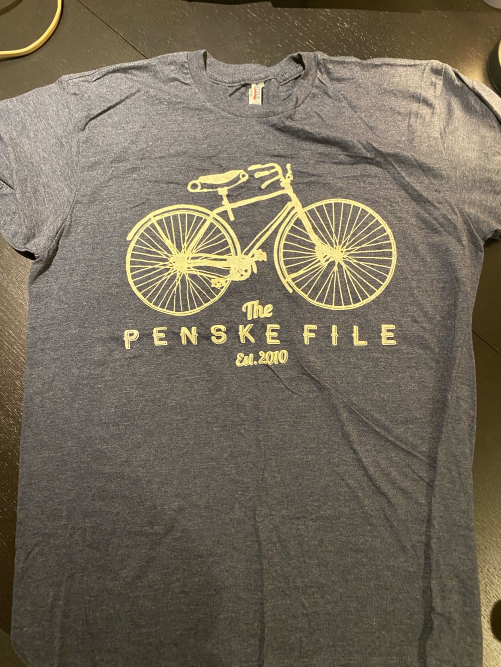 Men's Short Sleeve T-Shirt - Navy with Yellow Bike Graphic